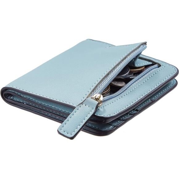 Slim Bifold Credit Card Holder, Blue - Picture 2 of 5
